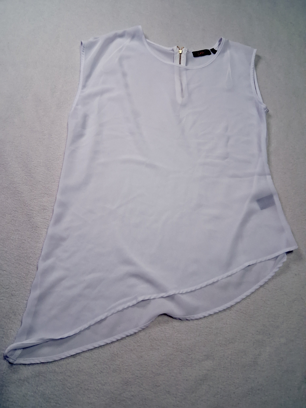 Dex White Sleeveless Asymmetric Chiffon Camisole